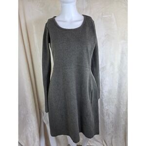 Duluth Trading Co Womens Medium Olive Green Long Sleeve Knit Dress Zipper Pocket